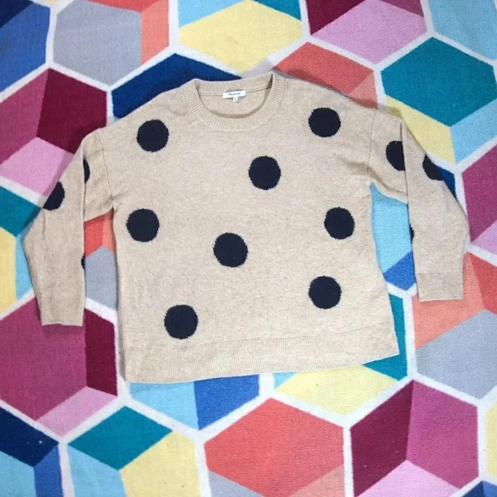 Madewell Dot Graystone Pullover Sweater in Coziest Yarn Size Medium